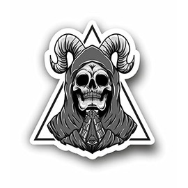 AMA SHOP Skull Shaped Sticker with Masonry Symbols | Car Stickers | Sticker for Helmet, Motorcycle, Camper | White Border PVC Sticker for Wall Decal Mural