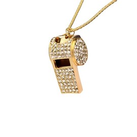 Dainty Rhinestone Whistle-Shaped Pendant Necklace Long Sweater Chain Jewelry Accessory