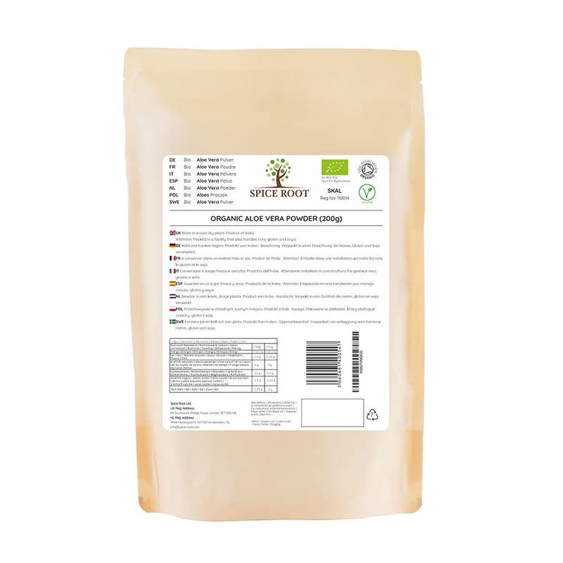 Organic Aloe Vera Powder 200g - Premium Quality, Certified Organic