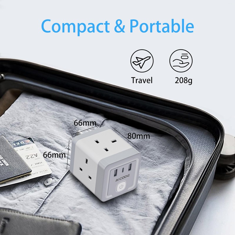 Multi Plug Adapter with 3 USB, AICODE 4 Way Multi