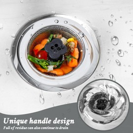 Solorprint Silver Kitchen Sink Strainer, Upgrade Mesh Sink Drain Basket, Easy-to-Grip Sink Strainer,4.5 Inch Sink Drain Strainer for US Standard Kitchen Drain Filter,with Wide Rim,(Silver)