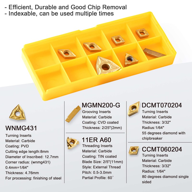 Metal Lathe Cutting Tools - 7PCS 1/2" Indexable Lathe Turning