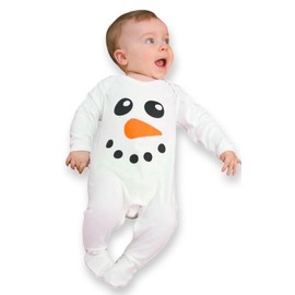 Baby Moo's Cute Baby's First Christmas Outfit | Cute Snowman Babys Sleepsuit for Festive Boys & Girls UK (0-3 months)