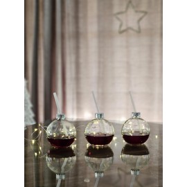 Meinposten 4 Drinking Glasses Christmas Bauble Drinking Straw Glass Transparent Christmas Bauble 400 ml