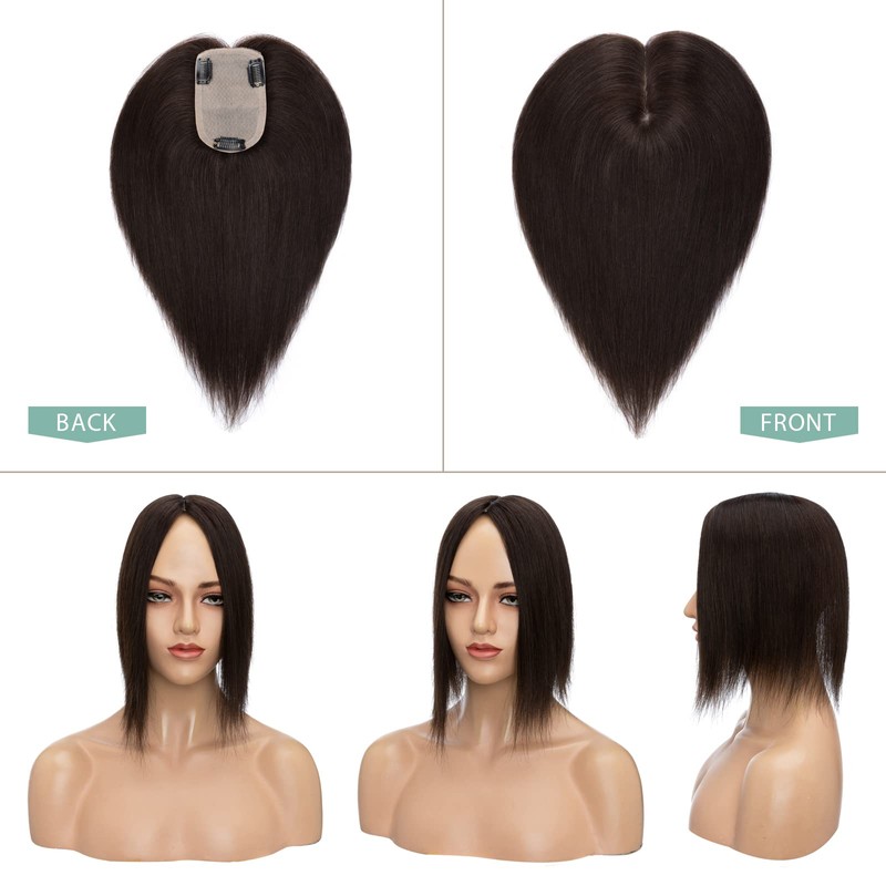 Hairro Human Hair Toppers for Women, Clip in Hair Pieces,