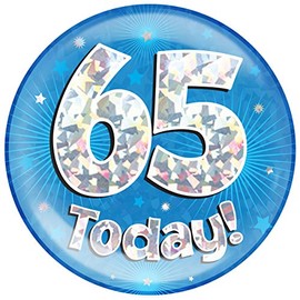 OAKTREE UK 633568 6" Jumbo Badge 65 Today Blue Holographic Cracked Ice