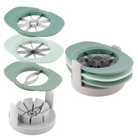 Fruit Cutter Slicer, 4 in 1 Apple Corer Remover Green 430 Stainless Steel Tomato Wedges Vegetable Cutter 8 Slices Multifunctional Kitchen Tool for Fruit & Vegetable Cutting