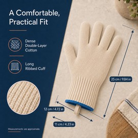 Nestvibe Oven Gloves Heat Resistant with Fingers for BBQ and Baking-1 Pair