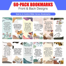NewEights God is in Control Bible Verses Bookmarks (10-Sets X 6 Cards) - Daily Motivational Card Set – Collection Set Book Page Clippers – Ideal for Church Ministry Gifts for Boys and Girls