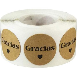 LoveinDIY Pegatinas De Agradecimiento Etiquetas Adhesivas Redondas De 1 '' Pulgadas Con Etiquetas Adhesivas Con Corazones De Amor, Papel Kraft Natural, 500 Piez