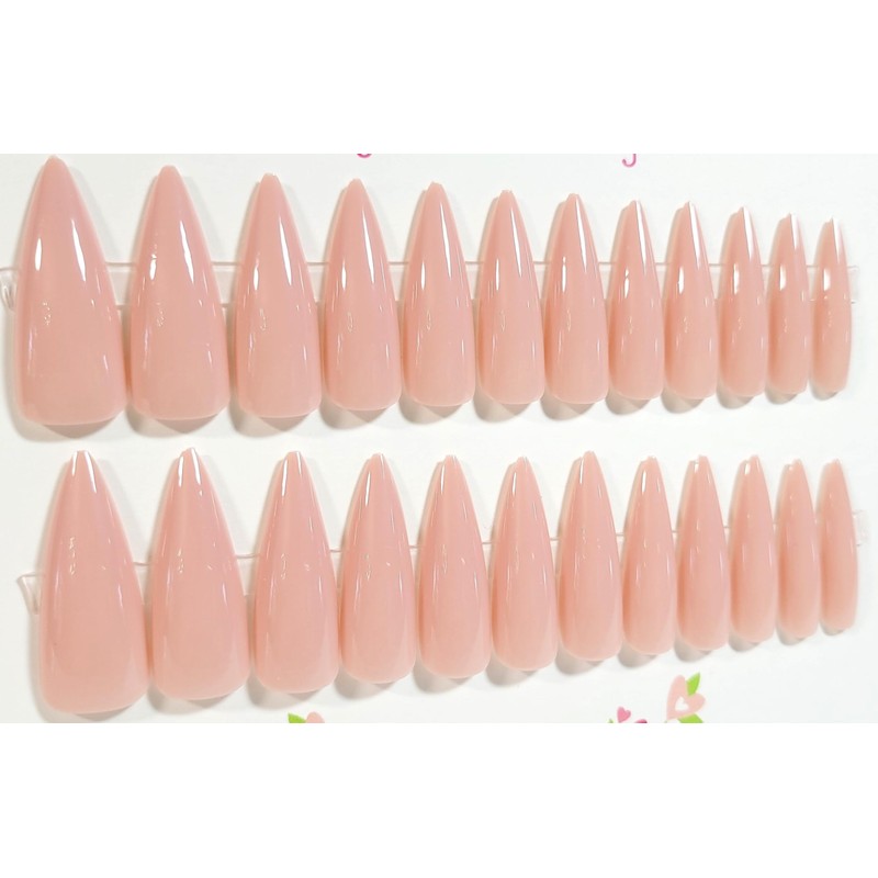 Naturally Nude Glossy Stiletto Press-On Nails - 24 Pieces -