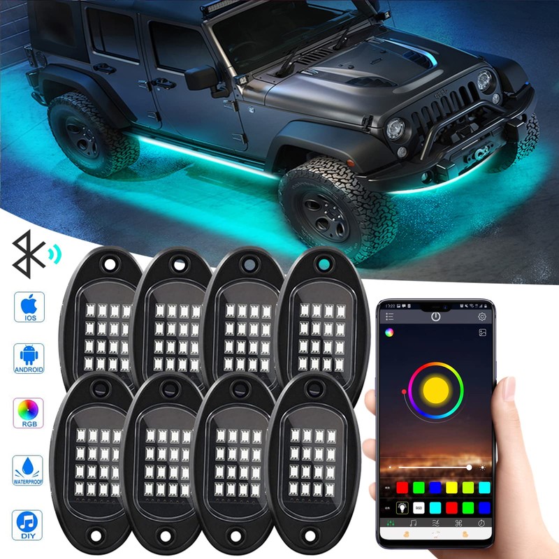 HEKE Luces LED RGB para Rocas, 8 cápsulas con aplicación