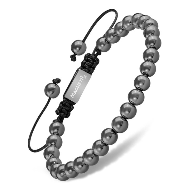 MagnetRX® Magnetic Hematite Bracelet – MAX Strength Magnetic Stones – Beaded Magnetic Bracelets for Men and Women (Classic 6mm Bead)