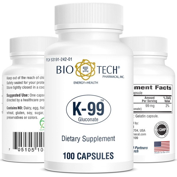 Bio-Tech Pharmacal Potassium Dietary Supplement (K-99 Gluconate, 100 Count)