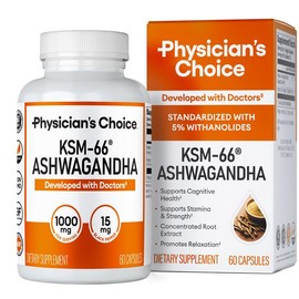 Physician's Choice KSM-66 Ashwagandha 1000mg – 5% Withanolides, Vegan Capsules for Sleep Support, Athletic Recovery, Stress Relief & Cognitive Health