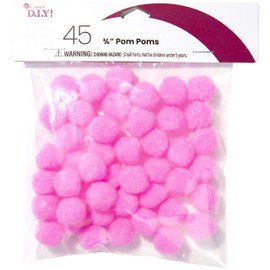 Cousin DIY Pink Light 3/4 inch Poms, 45 Pack