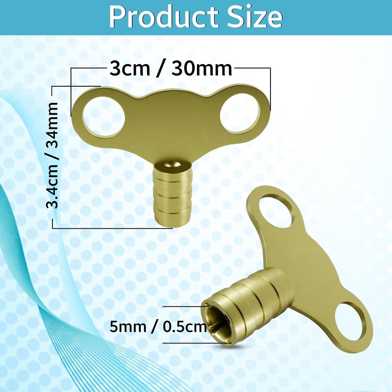 WedDecor Solid Brass 5mm Radiator Key, Universal Radiator Valve Caps