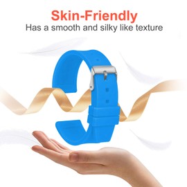 ULLCHRO Silicone Watch Strap Replacement Rubber Watch Band Waterproof Smooth Flexible Men Women - 16mm, 18mm, 20mm, 22mm, 24mm, 26mm, 28mm Watch Bracelet with Silver Buckle (28mm, Blue)