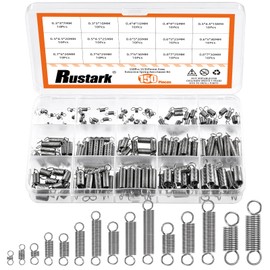 Rustark 150Pcs 15 Sizes Stainless Steel Extension Spring Assortment Kit Extension and Compression Springs Mechanical Springs with Hook End Small Spring Tension Spring for Shop Home Repairs DIY