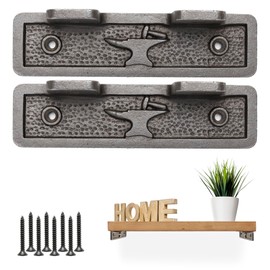 EDUWURXS Heavy Duty Cast Iron Alcove Wall Mount Brackets (Pair of 2) | 7" L-Shaped Metal Supports for Recessed Shelving | Rustic Industrial Look