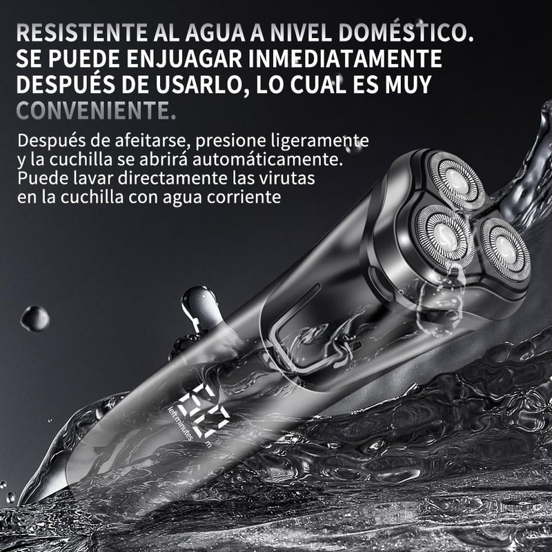 TicEaik Afeitadora Eléctrica,Pantalla LED inteligente Shaver,Totalmente Lavable,Recortadora Barba Multifuncional para