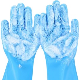 Pecute Pet Grooming Gloves - Heat Resistant Silicone Gloves with High-Density Teeth