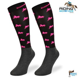 SKIETY Microfibre Riding Socks - Riding Socks Women & Children - Knee Socks Men & Women & Children - Women's Knee Socks - Riding Items Girls, SPJM_HORSES02