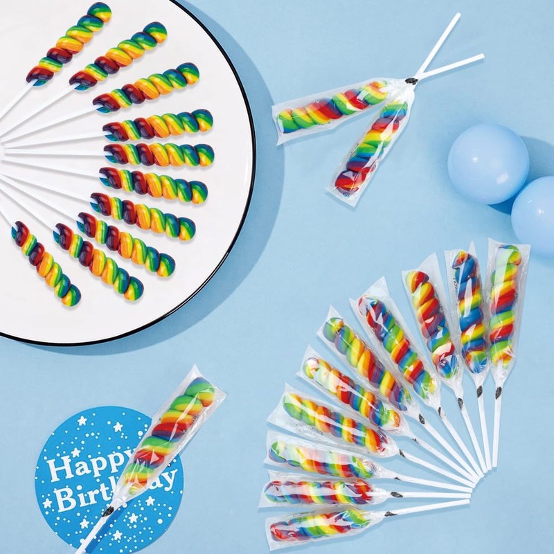 Rainbow Twist Lollipops Individually Wrapped Bulk, Twisty Lollipop, Kid's Lollipops