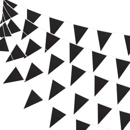 20M 52pcs Black Pennant Bunting Banner Party Decoration, Waterproof Triangle Flags Banner for Indoor Outdoor Birthday Weeding Party Baby Shower Party Decorations