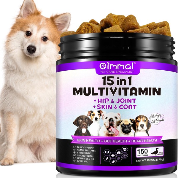 15-in-1 Multivitamin for Dogs - 150 Chews with Joint Support,