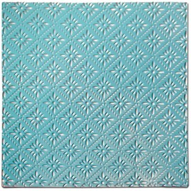 Salvaged Tin Ceiling Tile 12"X12"-Turquoise Rosette