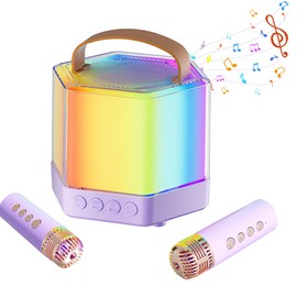 OBEST Karaoke Machine Children with 2 Microphones, Toy for 3-12 Years, Mini Children's Karaoke Microphone Machine Toy, Gifts for 5 6 7 8 9 10 11 Years