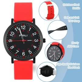 FIZILI Nurse Watch for Women Men Medical Professionals Student Easy to Read 24 Hour Military Time Luminous Watch with Soft Silicone Band