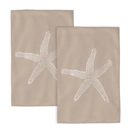 AEIOAE Coastal Beach Kitchen Towels Dish Towels 16x24 Inch Summer Brown Tan Starfish Nautical Decorative Hand Towels Set of 2 Absorbent Holiday Decoration Dish Cloths for Kitchen Dining Home