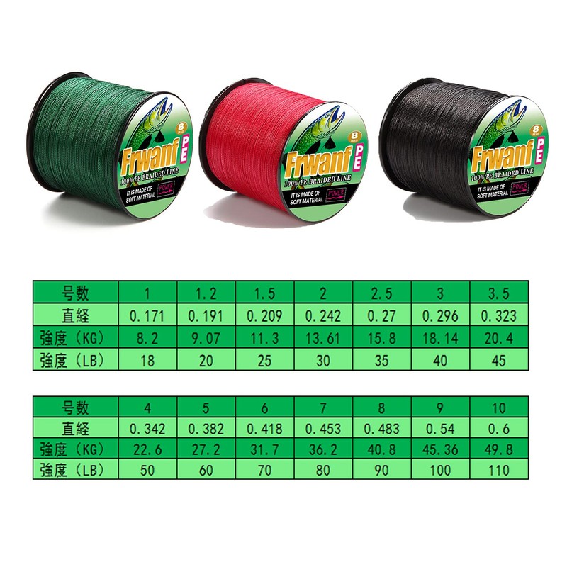 Frwanf PE Line Fishing Line (100m, 150m, 200m, 300m, 500m,