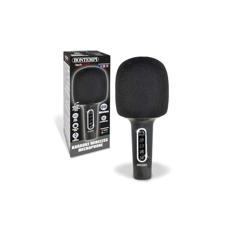 Bontempi | Wireless Karaoke Mikrofon mit Lautsprecher, Stimmwechsel-Effekt, Wiederaufladbar, 85mm