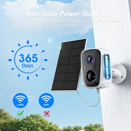 SANSCO 2K Solar Wireless Security Camera System with 4CH 7" Touchscreen Monitor, 2PCS 4MP WiFi Battery Powered Camera Outdoor with 128GB SD Card, PIR Human Detection, 2-Way Audio, Color Night Vision