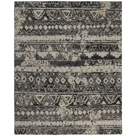 Feizy Rugs - Palomar Luxe Hand Knot Area Rug, Charcoal Gray/Light Beige, 2ft x 3ft