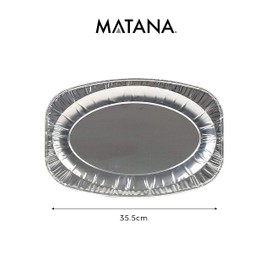 MATANA - 20 Reusable Large Aluminium Foil Platter Serving Party Trays - 35x23cm / 14" - Oven & Freezer Safe Buffet Trays - Recyclable