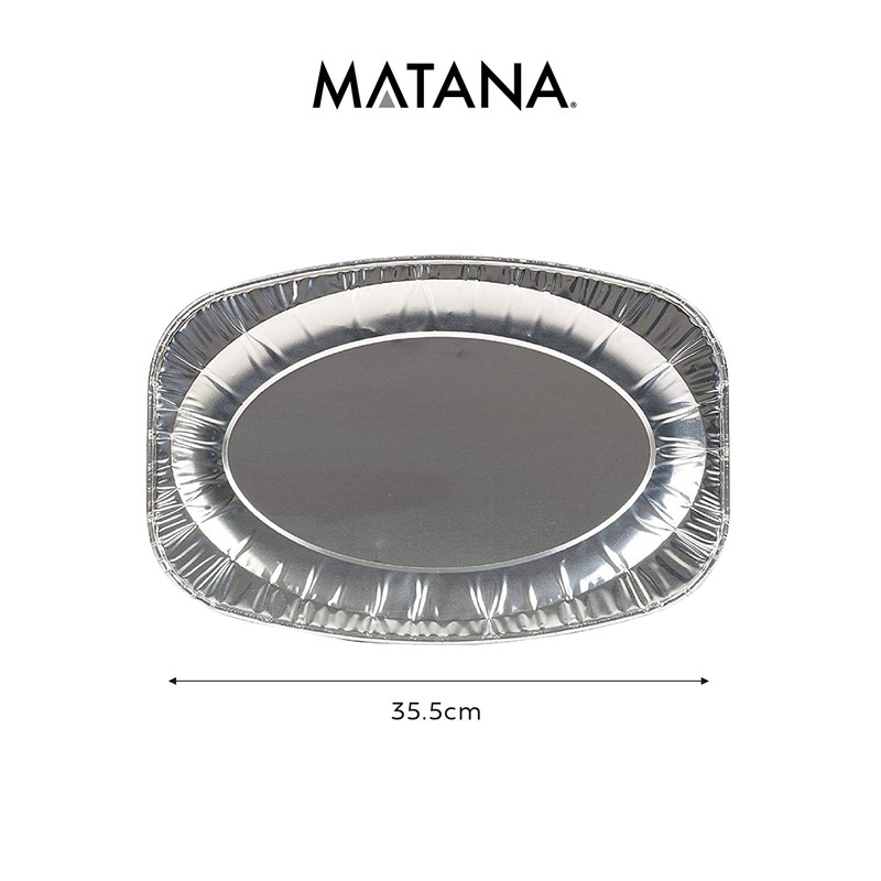 MATANA - 20 Reusable Large Aluminium Foil Platter Serving Party