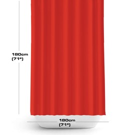 Beautiful Red Fabric Shower Curtain 180cm Wide by 180cm Long, Weighted Hem