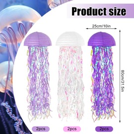 Paper Lantern Decoration, Pack of 6 Jellyfish Paper Lanterns, Ocean Lanterns, Lampshade, Mermaid Lantern Decoration, Ocean Theme Party Supplies for Children, Theme Party, Christening, Birthday, Room