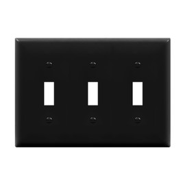 ENERLITES Triple Light Wall, Toggle Switch Plate, Gloss Finish, 3-Gang Standard Size 4.50" x 6.38", Unbreakable Polycarbonate Thermoplastic, UL Listed, 8813-BK, Black