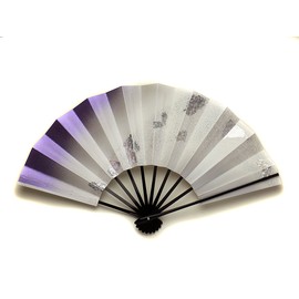 Kyoto Mai Fan, Milky Way, Purple, 9.0 to 5 minutes, Made in Japan, Kyoto, Black Painted Bone, Double-Sided, For Dance, Japanese Dance, Mai Fan, Box Included, purple
