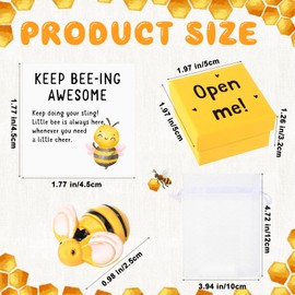 Geelin 20 Sets Positive Bee Gifts Bulk Mini Resin Bee Charm with Keep Beeing Awesome Cards Open Me Box Organza Bags Inspirational Gifts Party Favors for Student Coworkers Employee Motivation