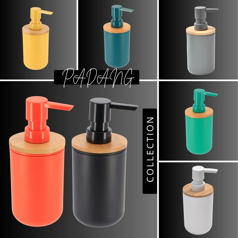 Black Soap and Lotion Pump Dispenser Padang with Bamboo Top