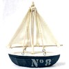 Sailing ship small sail boat No8 wood textile 12 cm