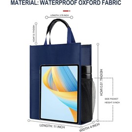 Oxford Document Bag,Waterproof File Bag Lightweight Document Bag with Leather Handles for Work, Commute, Travel (Blue)