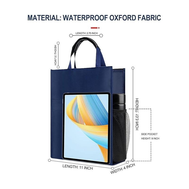Oxford Document Bag,Waterproof File Bag Lightweight Document Bag with Leather