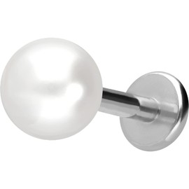 PIERCINGLINE Titanium Labret with Internal Thread Synthetic Pearl Piercing Ear Helix Lobe Tragus Choice of Colours and Sizes, Titanium Faux Pearl